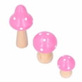 thumbnail image 3 of M Buder Wooden Mushroom Decor 3 Pcs Set Cute Desktop Figurines Pink Colorful Ornaments for Home Office Living Room Nursery Decoration 2.87 inches / 7.3 cm Tall Crafted Art Knick-Knacks, 3 of 9