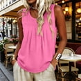 thumbnail image 5 of ctdiral Womens Crew Neck Sleeveless Tank Tops Pleated Loose Fit Tunic Tops Solid Color Lightweight Tee Summer Casual Comfy Tops Hot Pink XXL, 5 of 7