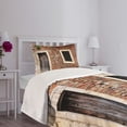 thumbnail image 3 of Ambesonne Rustic Quilted Bedspread Set 2 Pcs, Old House Door Brickwork, Twin Size, Brown Cream Redwood, 3 of 5