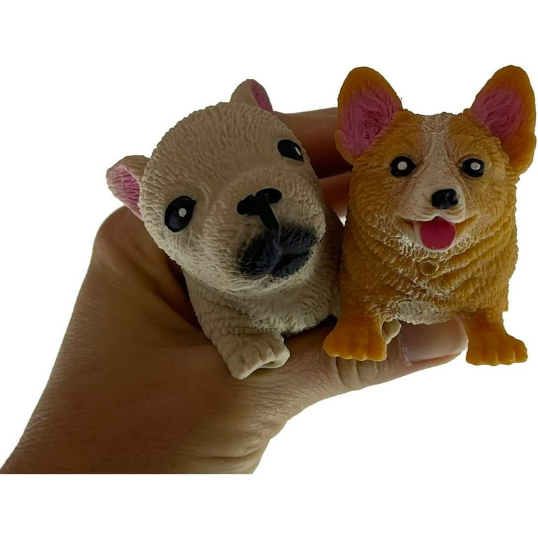 Set of 2 Different Breed Stretchy Dogs - Corgi and Bulldog