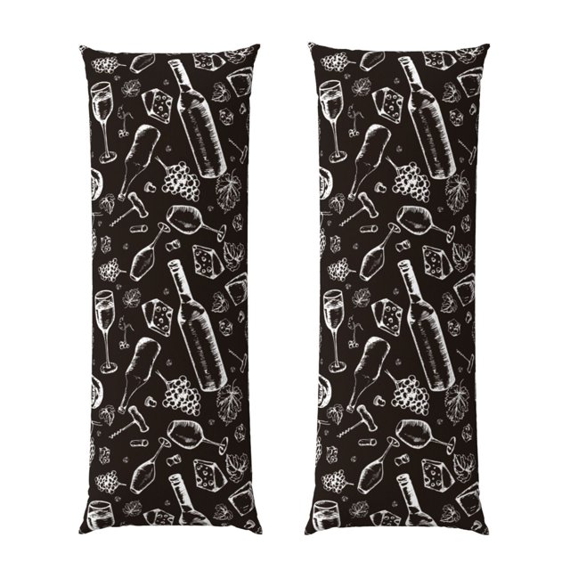 Fotbe Wine Seamless Funda para Almohada Corporal con Diseño, Funda de Microfibra Ultrasuave de 20x54 Pulgadas, Ropa de Cama Elegante
