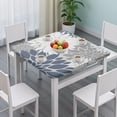 thumbnail image 3 of Blue Floral and Petal Pattern Square Fitted Tablecloth with Elastic Edge,Square Table Cover,Washable Elastic Table Cover for Home Kitchen Party Decor 34"x34", 3 of 6