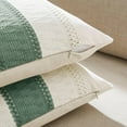 thumbnail image 3 of COOKCOK 2 Packs Cotton Boho Christmas Pillow Covers 18x18 Inch Contrast Green, Soft Farmhouse Decorative Couch Pillow Cases Green Cushion Covers for Sofa Bed Living Room Home Decor, 3 of 6