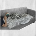 thumbnail image 6 of Tiger Soft Flannel Fleece Blanket, Black and White Abstract Design Large Feline Head Sticking out from Bundle of Leaves, Cozy Plush for Indoor and Outdoor Use, 70" x 90", Black White, by Ambesonne, 6 of 6