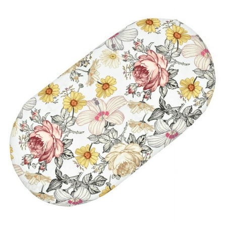Nokiwiqis Cradle Bed Cover with Flowers, Geometry Nursing Table Accessories