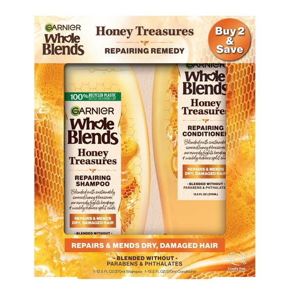 Garnier Whole Blends Repairing Shampoo and Conditioner, Dry, Damaged Hair, 1 kit