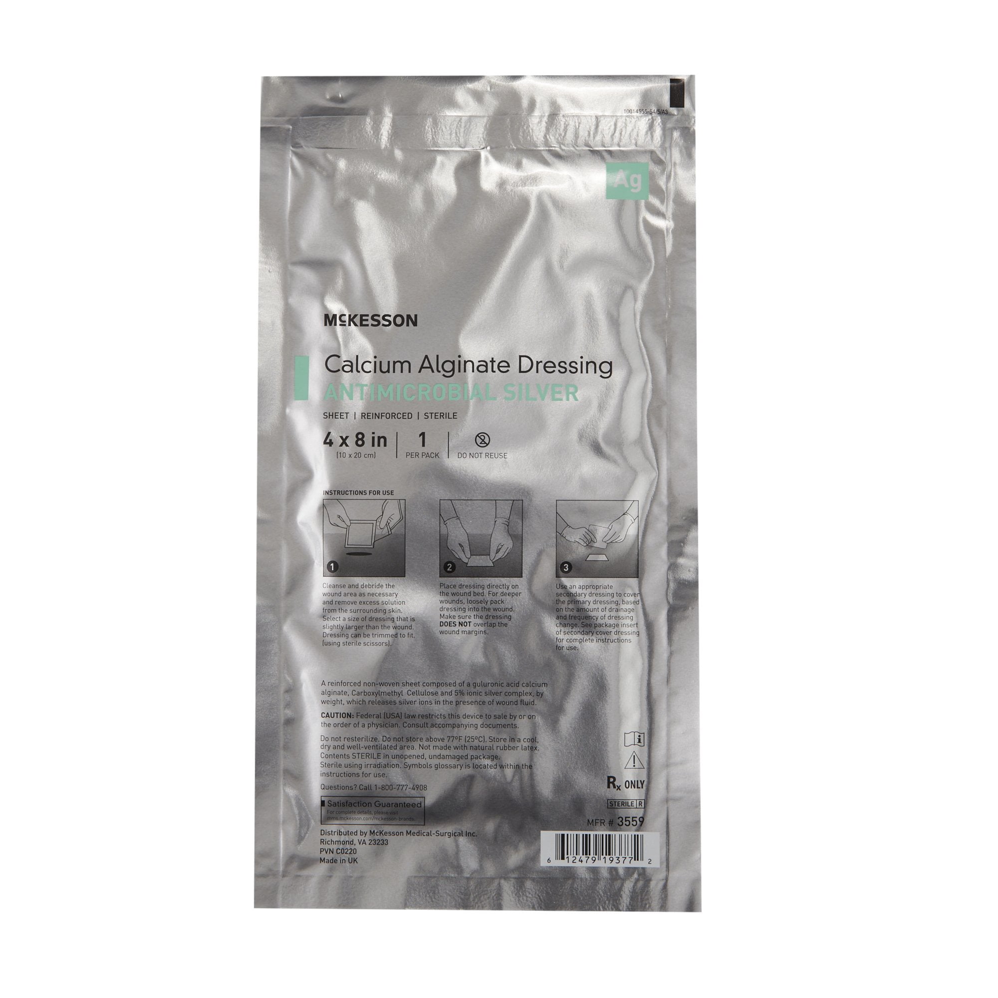 McKesson Calcium Alginate First Aid Gauze Box Set, 4 in x 8 in, 5 Count