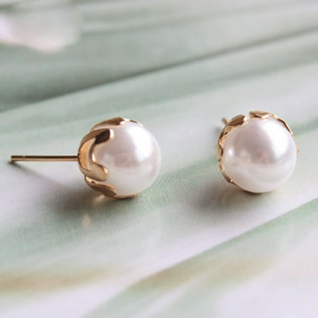 earrings simulated 8mm alloy stud bead pearl pair ball jewelry