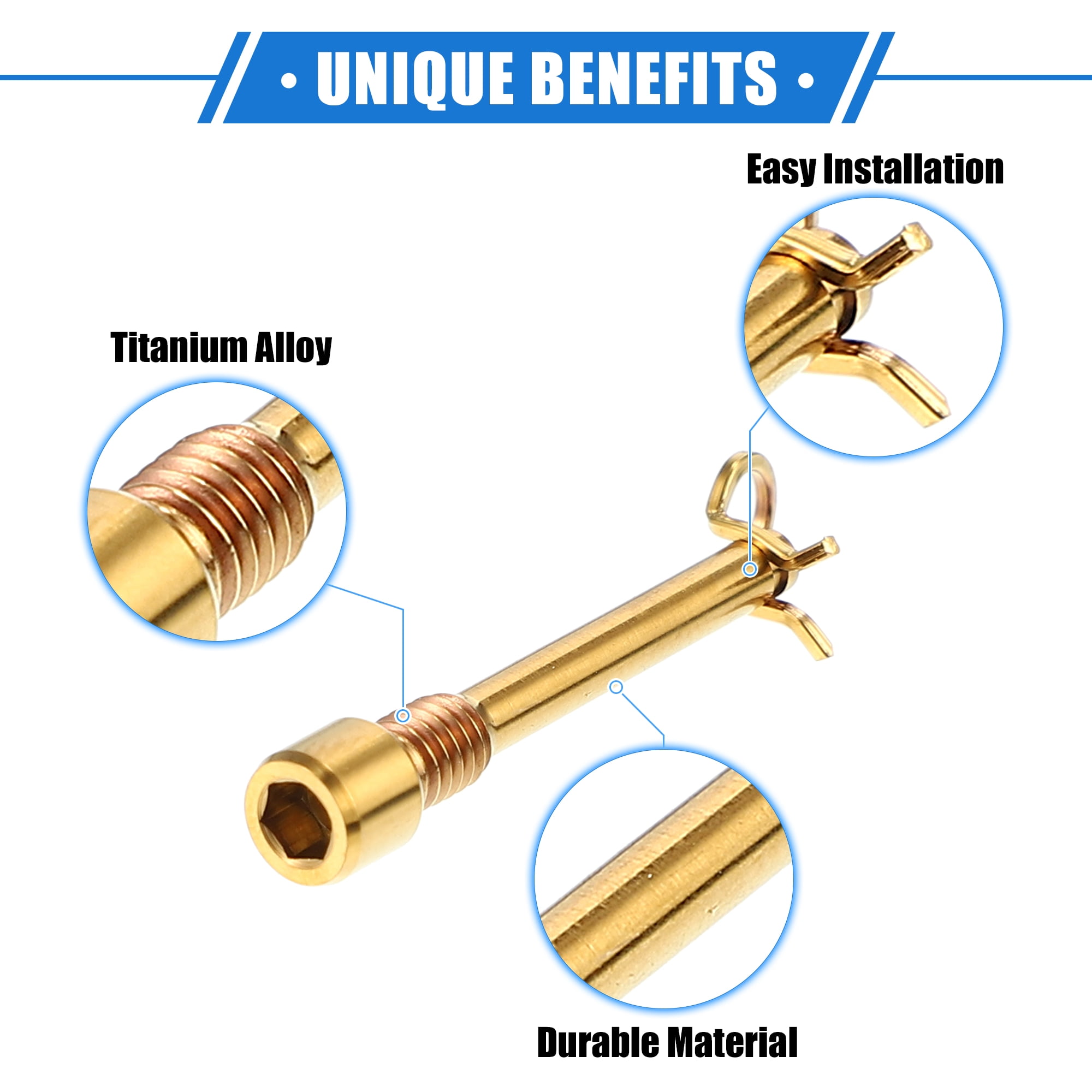 Unique Bargains 2Pcs Bike Brake Caliper Bolt Screws with Snap Ring Gold Tone