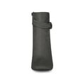 thumbnail image 6 of BLISSFUL STEP Women's Knot Decor Square Toe Side Zip Block Heels Ankle Boots Gray 7, 6 of 8