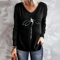 thumbnail image 2 of Camiseta de manga larga suelta con cuello redondo y estampado de letras informales a la moda para mujer Fridja  fhghd1873, 2 of 5