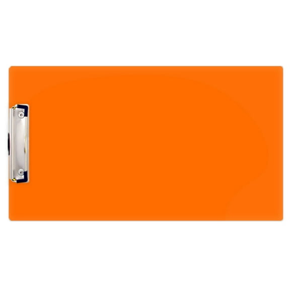 8.5x14 Clipboard Acrylic Panel Featuring a Low Profile Clip Orange