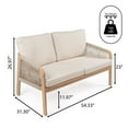 thumbnail image 3 of Arwen Modern Bohemian Roped Acacia Wood Outdoor Loveseat with Cushions, Beige/Light Teak, 3 of 8