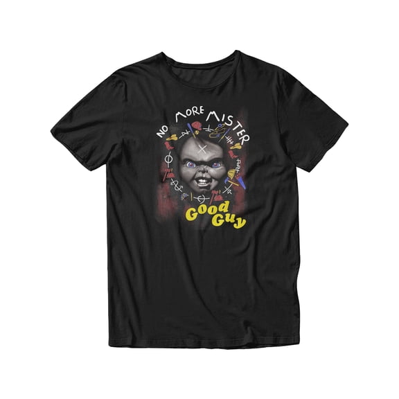 Chucky Child's Play No More Mr. Good Guy Graphic Short Sleeve T-Shirt for Men (Black, S-XXL)