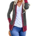 thumbnail image 2 of Women's Long Sleeve Button Down Knitted Stripe Cardigan, 2 of 4
