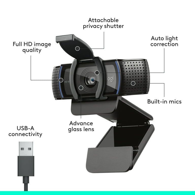 Logitech - C920s HD Web Camera for Computer, Desktop