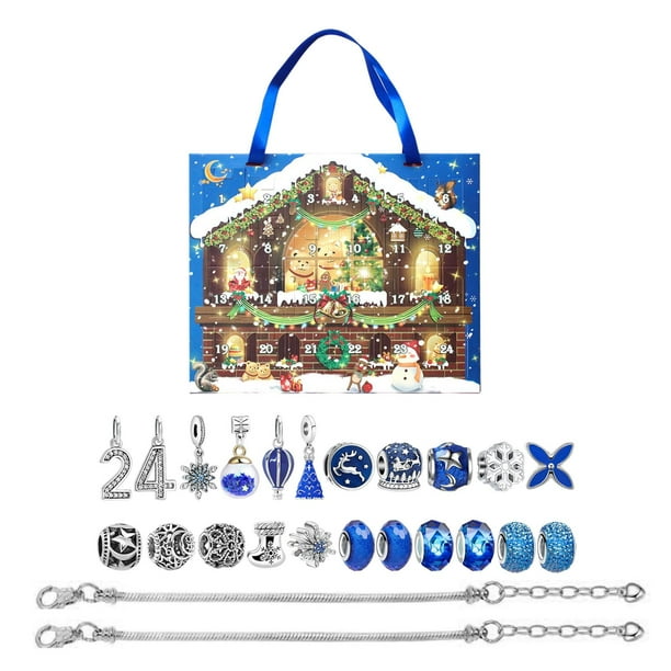Calendario de Adviento de Navidad, conjunto de pulseras DIY, brazalete para niños, suministros para hacer joyería de moda, regalo de fiesta, para Estilo C