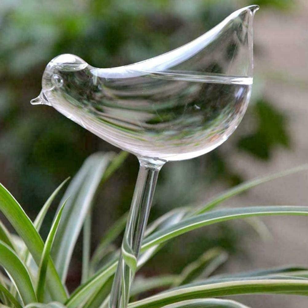 1PC Plant Waterer Self Watering Globes Bird Shape Hand Blown Clear Aqua Bulbs