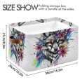 thumbnail image 3 of 2 Pack Storage Bins with Handle Fabric Organizer Basket Foldable Box Fox Head with Flower 14.2x10.2x8.3, 3 of 8