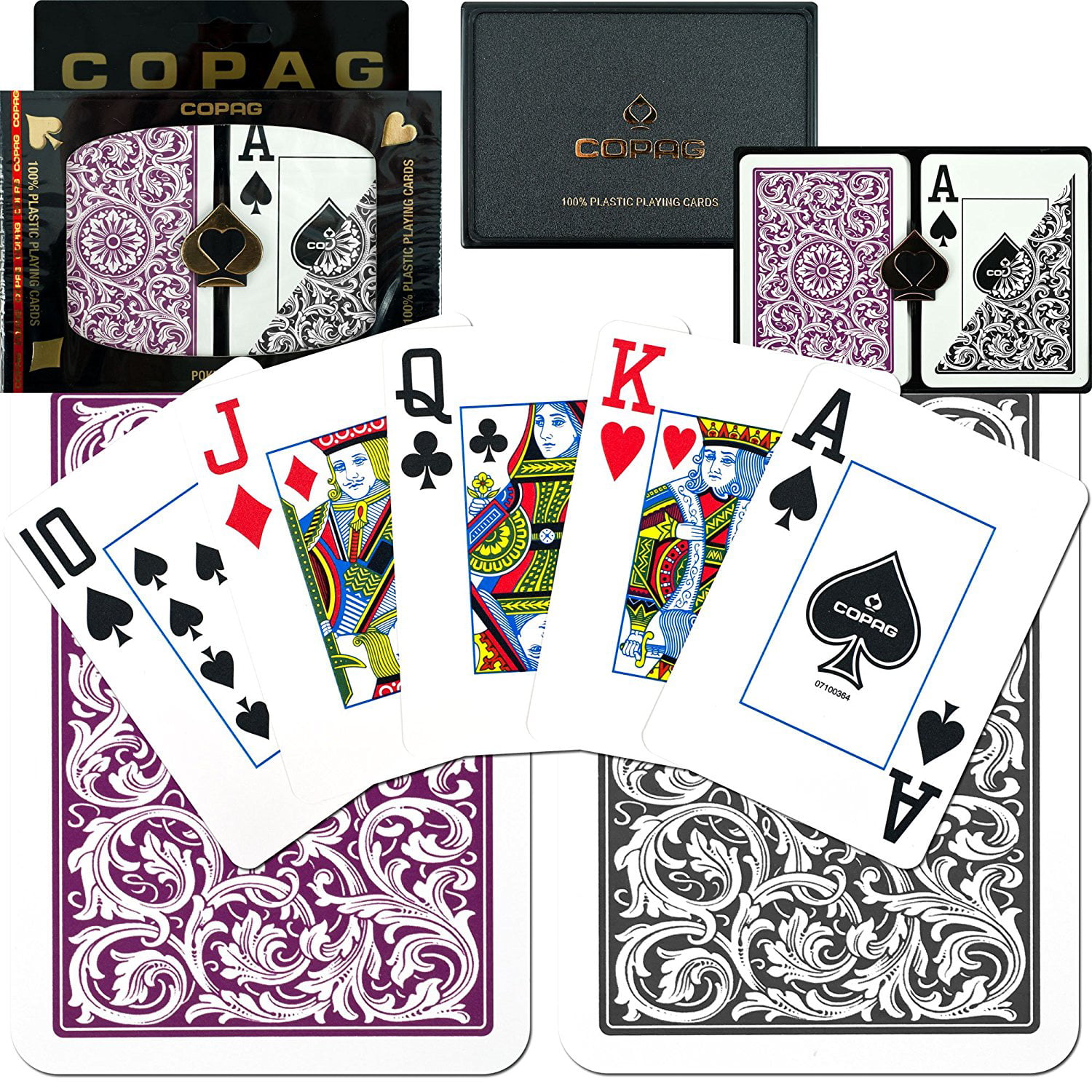 Copag “Unique” Plastic Playing Cards Poker Size Jumbo Index Purple/Grey Double-D 