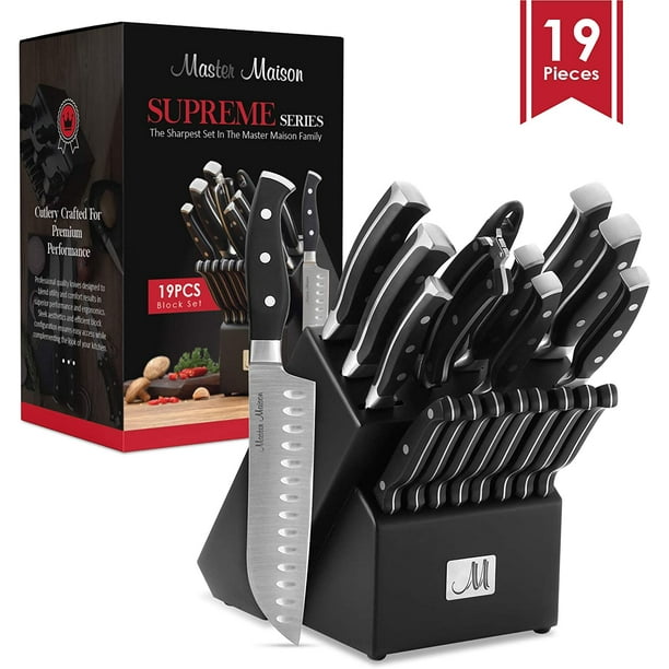 19Piece Premium Kitchen Knife Set With Wooden Block Master Maison