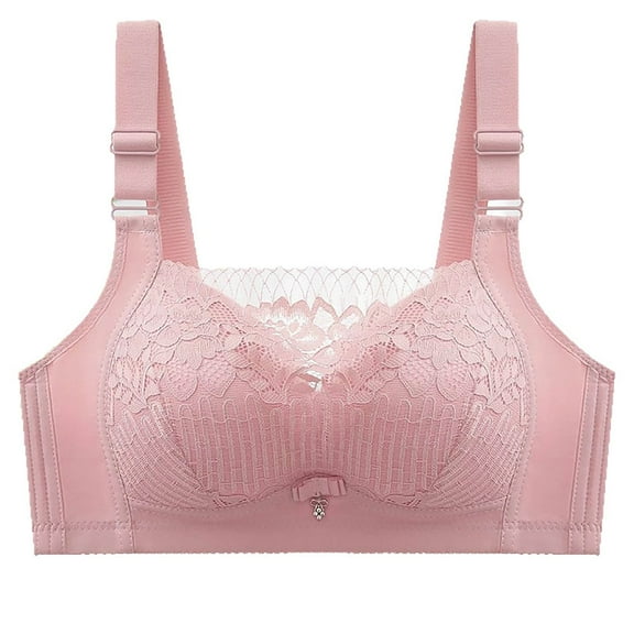 Wireless Push Up Bras for Women Lace Supportive Adjustable Strap Comfortable Everyday Breathable Bra (44, Pink)