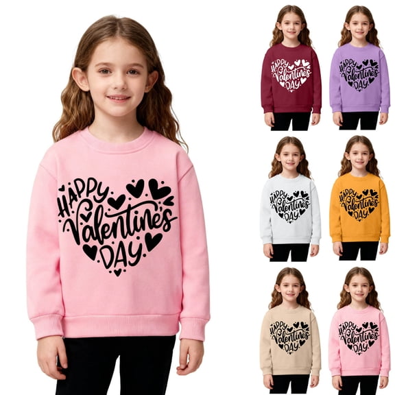 Bixock Toddler Boys and Girls Tops,Kids Long Sleeve Tops Valentine Love Print Fleece Lined Round Neck Sweatshirt for Boys Girls 2-12Y Tops
