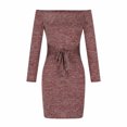 thumbnail image 4 of Efsteb One Shoulder Dresses for Women Formal Casual Fashion Long Sleeve Cocktail Party Midi Dresses (Wine,XXL), 4 of 6