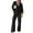 Black, variant on Women's 2 Piece Outfits Casual V Neck Knit Wide Leg Sweater Lounge Set Sweatsuit