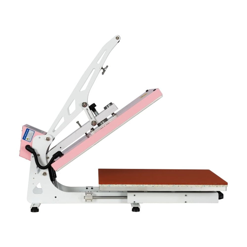 Semi-automatic Heat Press Machine with Auto Open & Slide-out Base, 16" x 24" Heat Plate, Pink + White
