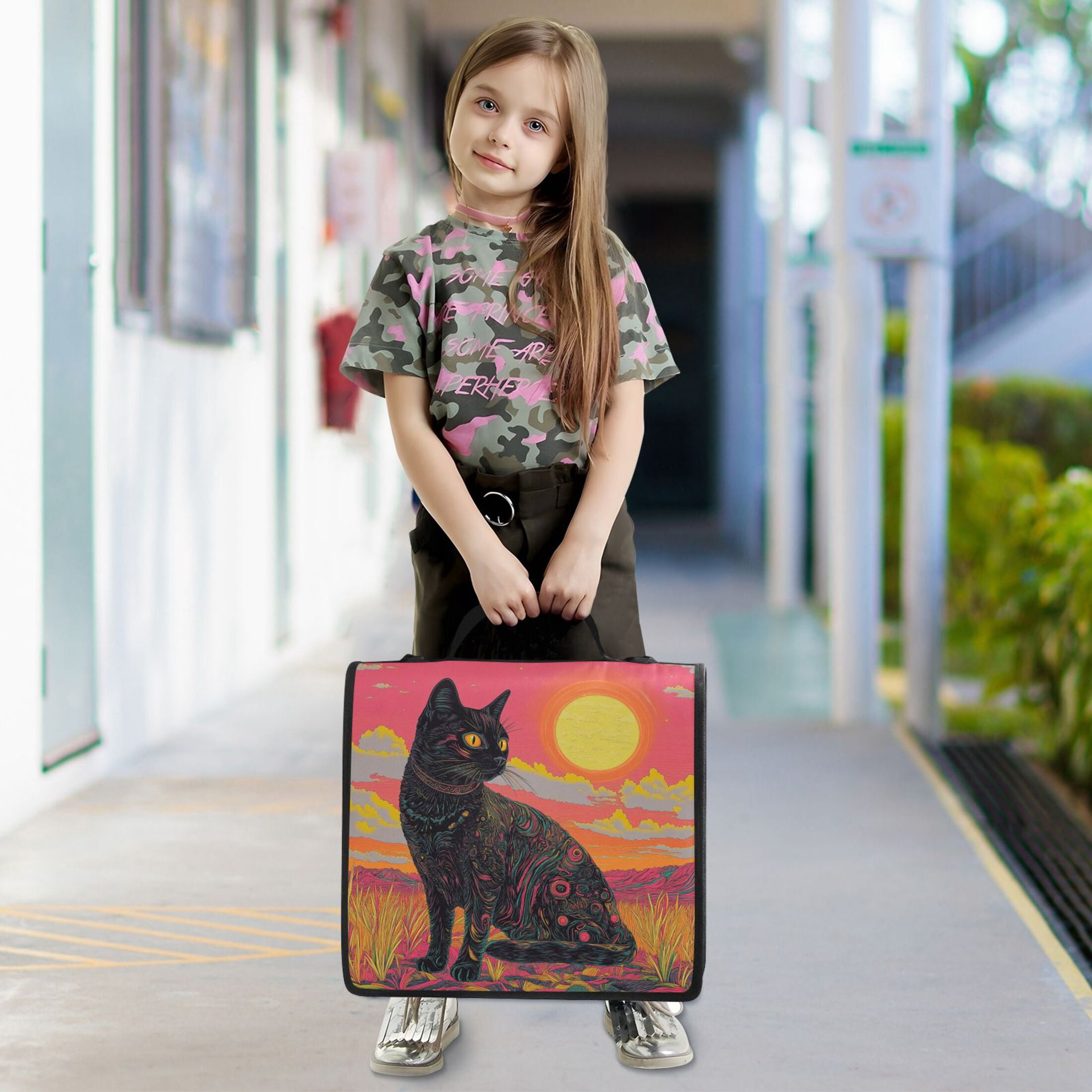 YAZAOO Zipper Binder trapper keeper Documents Organized Design Enchanted Sunlit Cat Printed