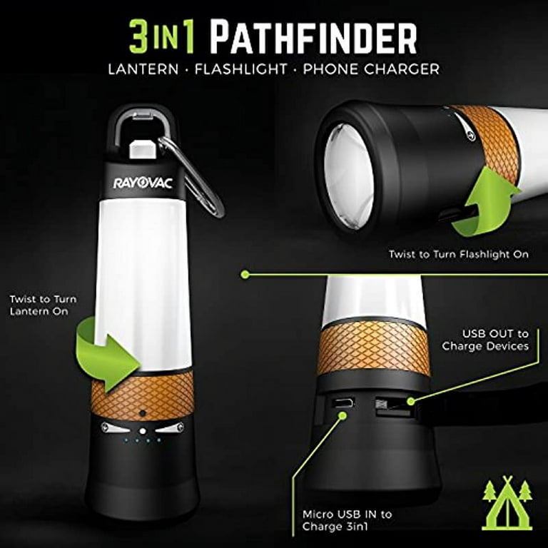 Rayovac Pathfinder LED Camping Lantern Flashlight, Rechargeable