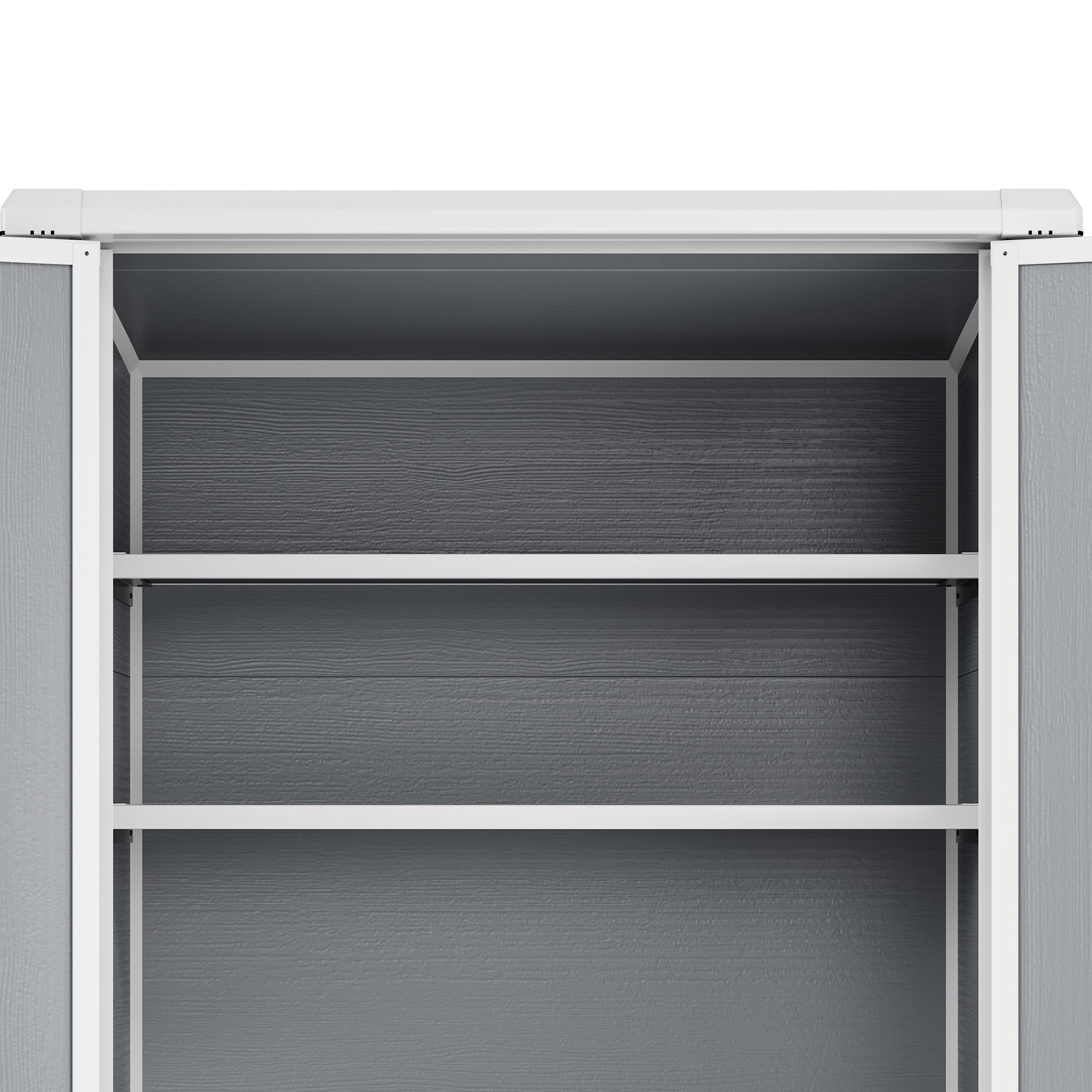 Craftian 49 Cu Ft Outdoor Vertical Storage Shed with Floor & 2 Shelves, Waterproof, Lockable (Gray)