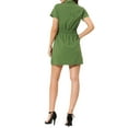 thumbnail image 3 of Allegra K Women's Button Front Half Placket Short Sleeve A-Line Mini Shirt Dress, 3 of 6