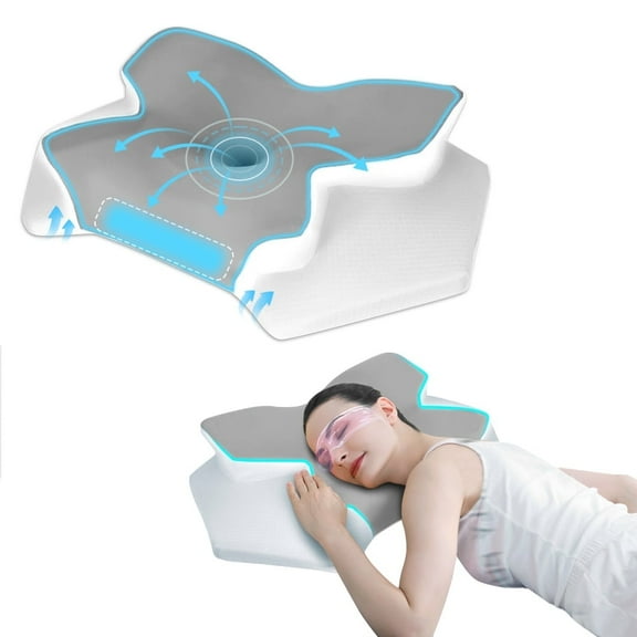 Cervical Neck Pillow, Neck Pillows for Pain Relief, Contour Memory Foam Pillow, Ergonomic Neck Support Pillow for Side, Back & Stomach Sleepers, Queen Size 24"L x 15.7"W x 4.3"H, Gray