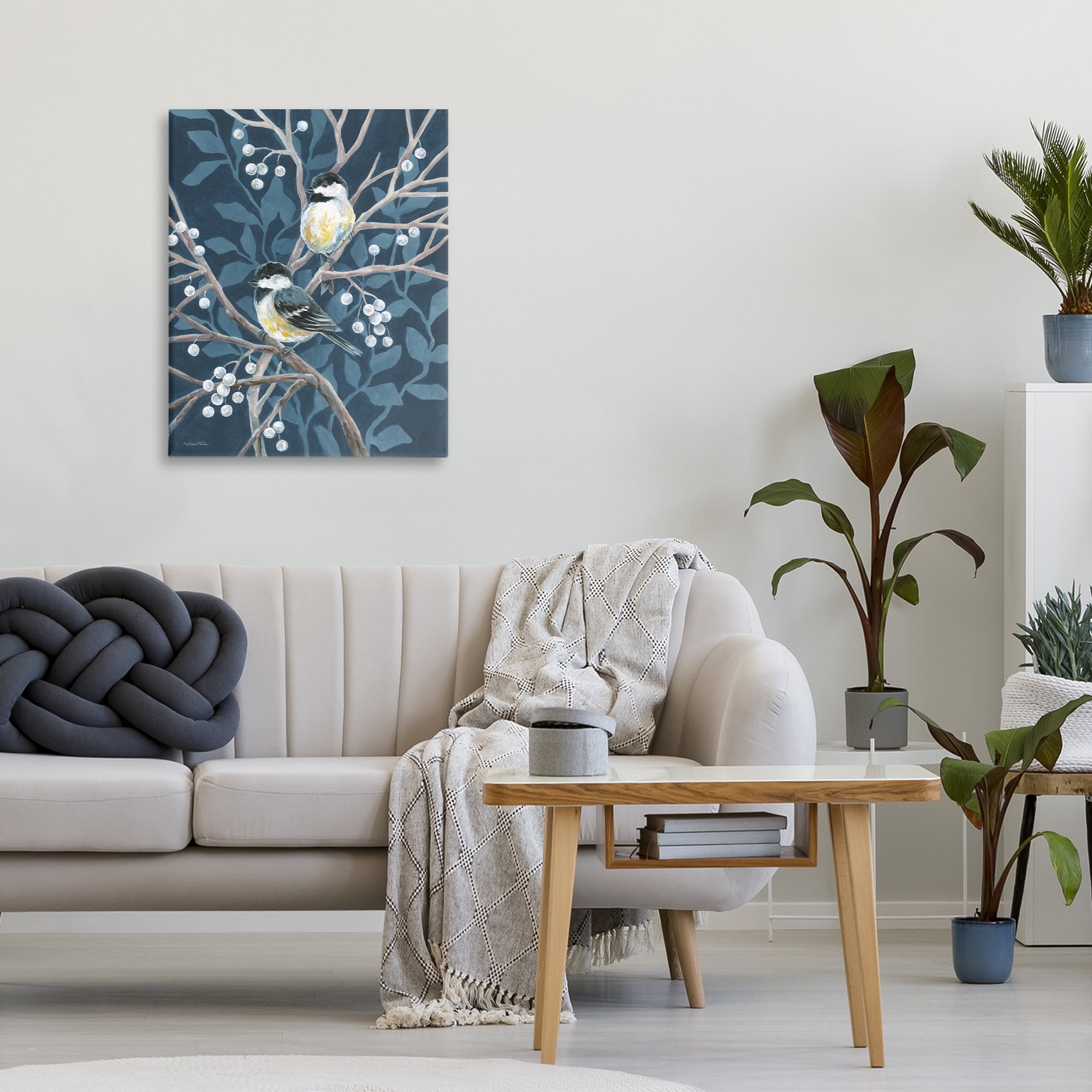 Stupell Industries Chickadees on Winter Berries Canvas Wall Art, design by Diane Kater
