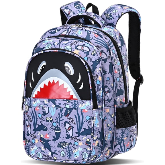 Lvelia School Backpack for Boys Kids,Large Capacity Lightweight Waterproof School Bag,Shark Printed