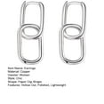 thumbnail image 6 of 1 Pair Women Earrings Paper Clip Shape Geometric Polished Copper Pure Color Hollow Out Daily Commute Ear Jewelry Short Hanging Earrings -Silver, 6 of 8