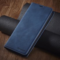 Dteck Case for iPhone 15 Pro,Magnetic Leather Built-in Card/Cash Pocket Case Shockporof TPU Kickstand Full Body Protective Cover,Blue