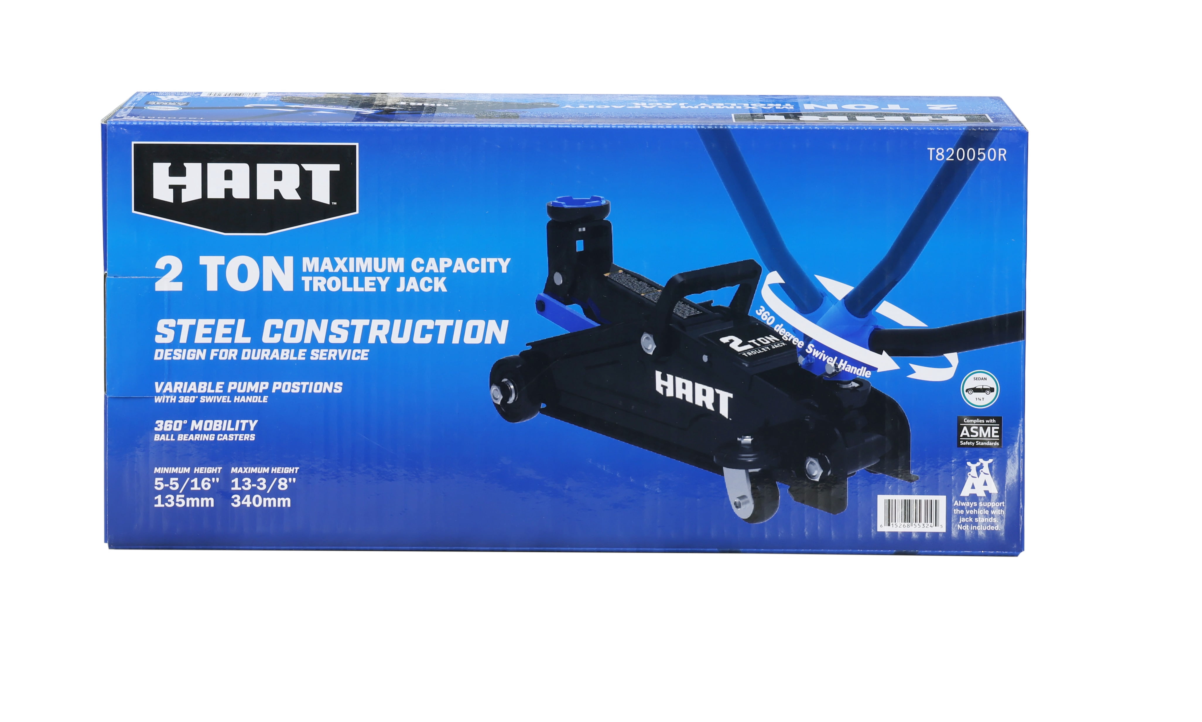Hart T820050R Lifting Trolley Jack with 360 Degree Swivel Handle, 2 Ton Black