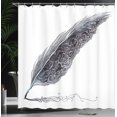 thumbnail image 4 of Ambesonne Grey Shower Curtain, Antique Feather Pen Art, 69"Wx75"L, Grey Black, 4 of 5
