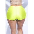 thumbnail image 2 of Shiny Shorts High Waist Hotpants Stretch Lightweight Comfy Short Length Neon Dance Shorts Wet Look Disco Party Rave Neon Yellow X-Large, 2 of 5