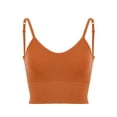 thumbnail image 5 of Gustave Women Cami Bras Seamless Padded Yoga Bralettes Wirefree Workout Sports Bra Comfort Camisole Spaghetti Strap Crop Tops "Orange", 5 of 9