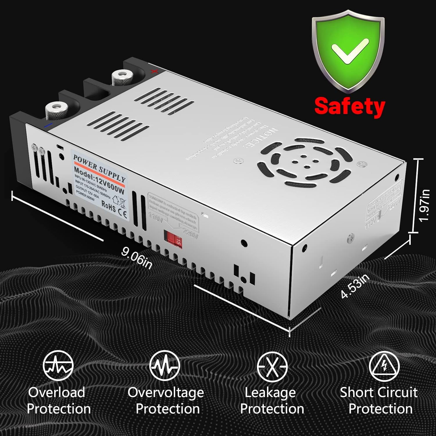 Ac To Dc Converter 110v 12v IMAYCC 600W AC DC Power 