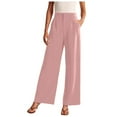 thumbnail image 1 of Women's Wide Leg High Waisted Dress Pants - Work/Business Casual, Flowy Trousers, Polyester/Spandex, Button Closure, Multiple Sizes, 1 of 6