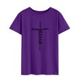 thumbnail image 2 of ZXSXSY JESUS Print Tops for Women Crew Neck Short Sleeves Casual Tee Shirts, 2 of 6