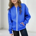 thumbnail image 2 of SEAOPEN Girls Zip Up Jacket Teen Full-Zip Sweatshirts Jackets Casual Fall with Pocket Blue 5 Years, 2 of 8
