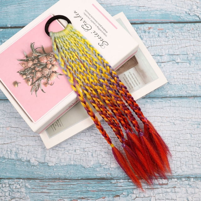Xihbxyly dia del primer ministro Peluca de cola de caballo con trenza de color trenza de tres hebras trenza sucia con degradado corto