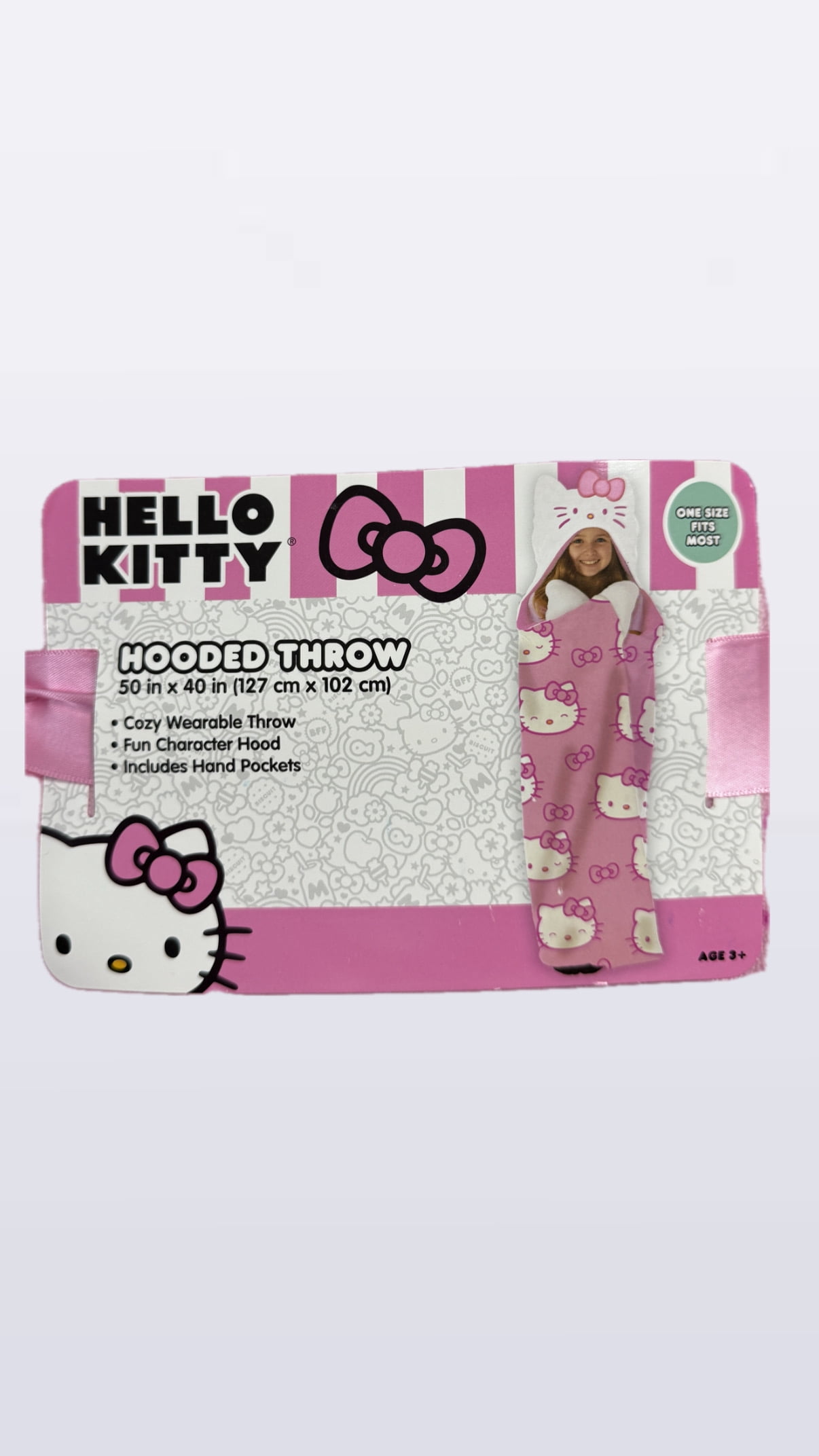 Kids’ Plush Hooded Throw with Faux Fur Lining, 40" x 50" (Hello Kitty)