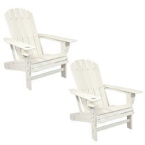 Sunnydaze Lake-Style All-Weather Plastic Adirondack Chair - Set of 2, White